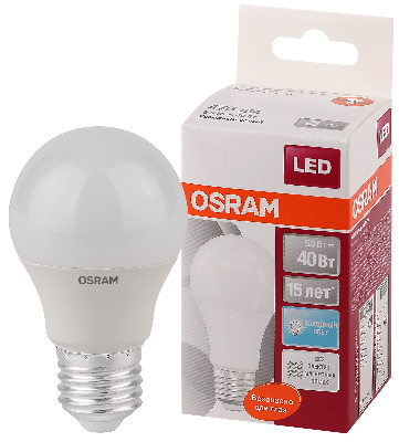 Лампа светодиодная LED 5.5Вт Е27 CLA40 FR белый, матовая OSRAM