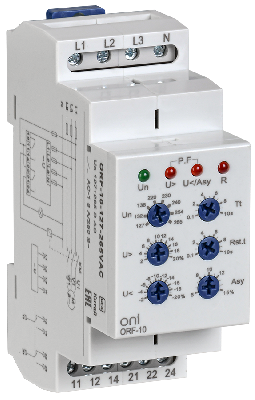 Реле фаз ORF-10 3ф. 2 конт. 127-265В AC с контр.  нейтр. ONI