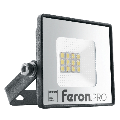 Прожектор светодиодный ДО-10w 6400К 900Лм IP65 черный Feron.PRO