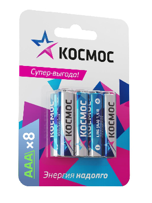 Элемент питания LR03 (АAA) 1.5V Alkaline 8BL, КОСМОС (KOCLR03BL8)