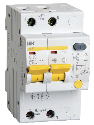 Выключатель автоматический дифференциальный (АВДТ) 2п 50А 30мА АД-12 С(Электронный)