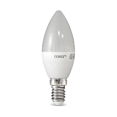 Лампа светодиодная LED 8w 4000К, E14, 650Лм, матовая свеча СОЮЗ