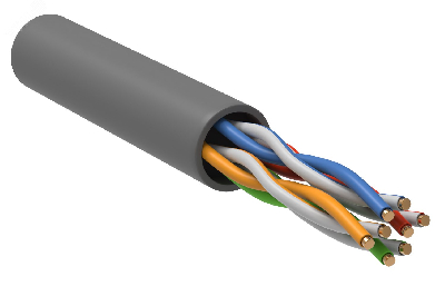 Витая пара U/UTP 5E 4х2х24AWG solid PVC серый (305м) РФ