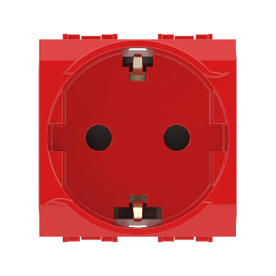 BRAVA Розетка 2 модуля с заземлением со шторками  красная (10 шт)
