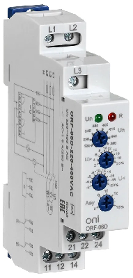 Реле фаз ORF-06D 3ф. 2 конт. 220-460В AC ONI