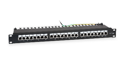 "Патч-панель 19""(1U) 24 порта RJ-45 полностью экранированная категория 5e Dual IDC цвет черный WRline WR-PL-24-C5E-SH-D"